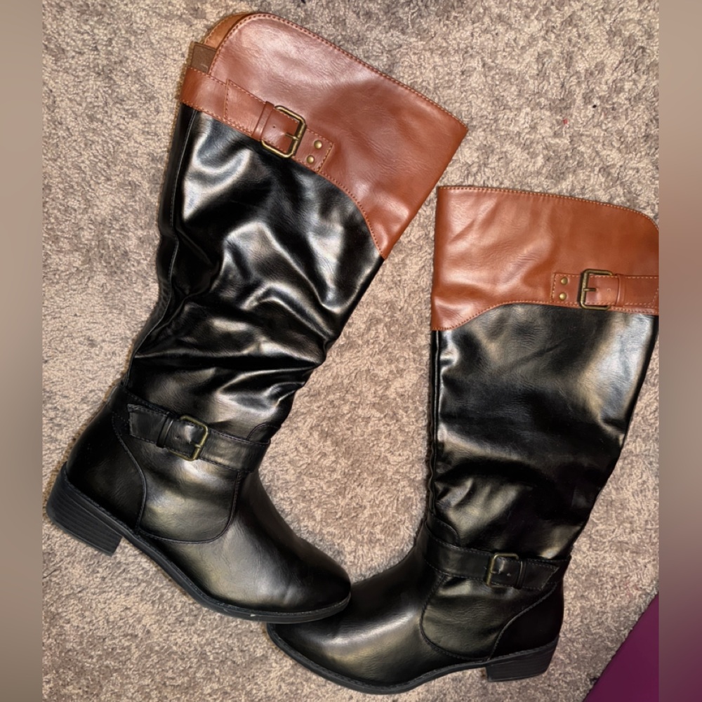 Rampage Ives black and brown riding boots size 9M